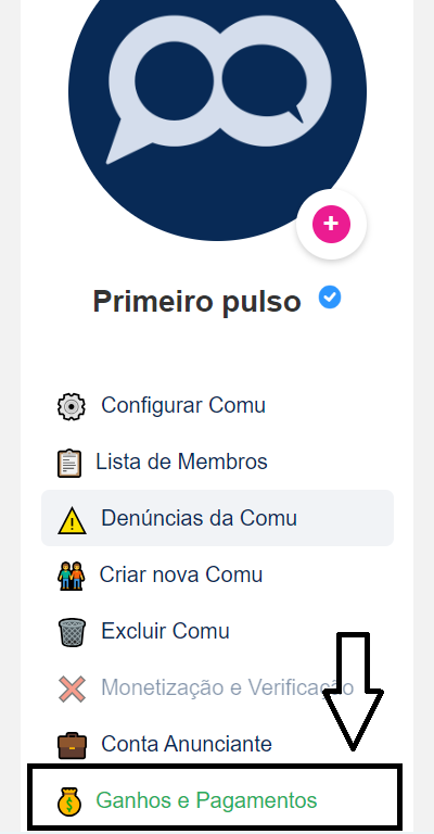 Menu de Monetização